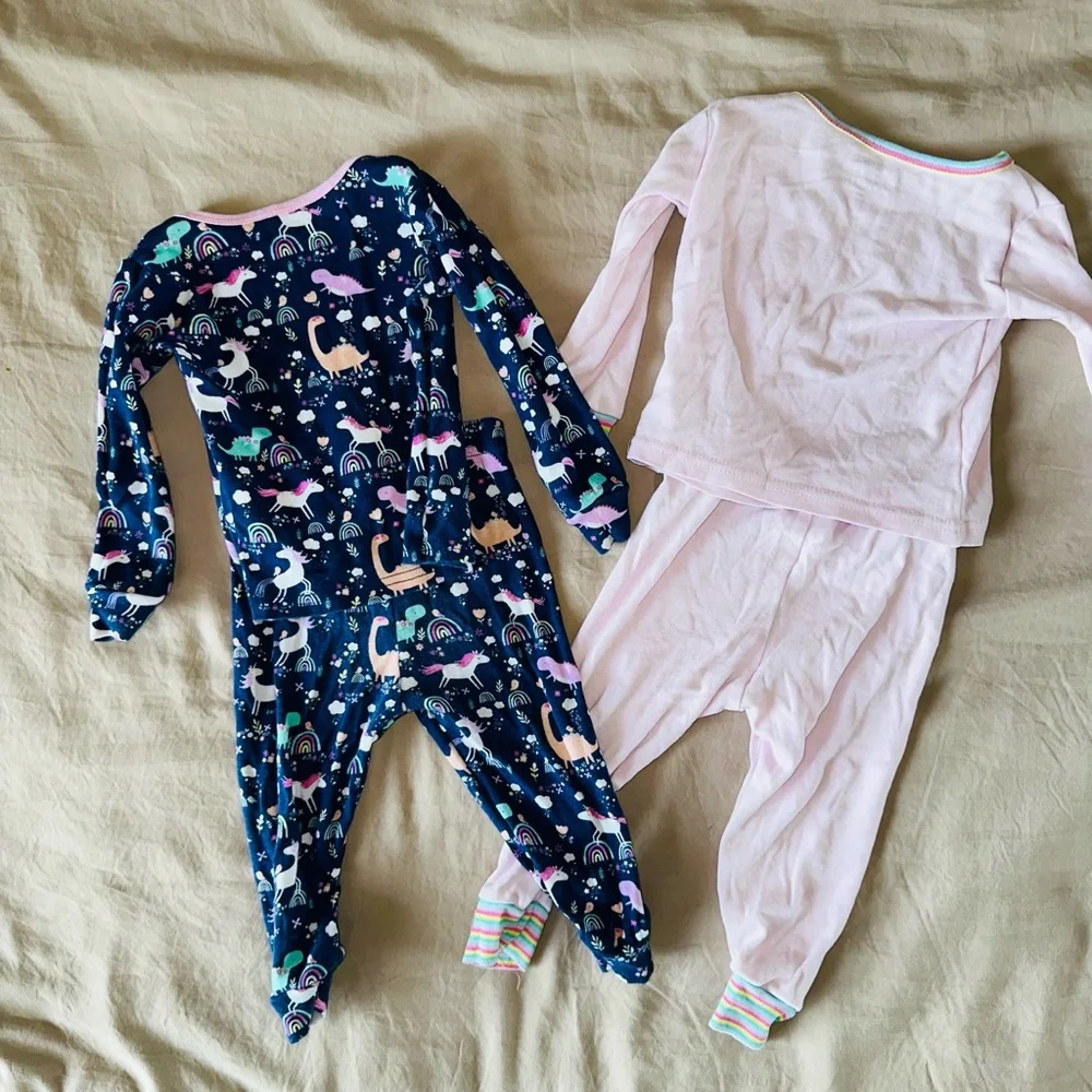 2 Pajama Sets Unicorn Girl PJ Size 3-6m Baby Girl PJ Bundlee 6 Month